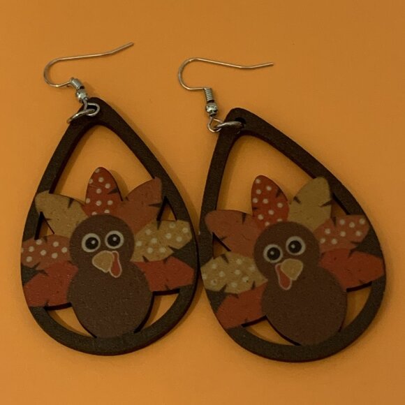 Turkey Earring, Fall Earring, Thanksgiving Earring, Pilgrim Earring, Gif… - Picture 1 of 6